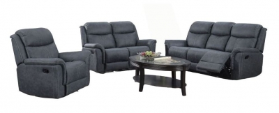 Product photograph of Portland Slate Grey Fabric Recliner Sofa from Choice Furniture Superstore