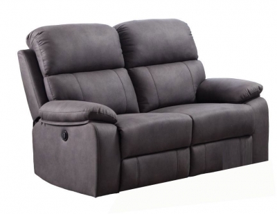 Product photograph of Stretford Dark Grey Fabric 2 Seater Electric Recliner Sofa from Choice Furniture Superstore