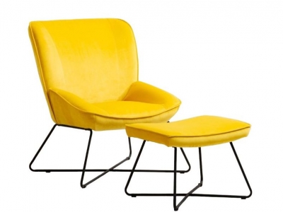 Product photograph of Teagan Yellow Fabric Chair And Footstool from Choice Furniture Superstore