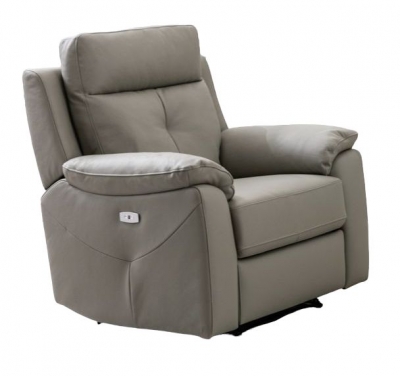 Product photograph of Milano Grey Leather Electric Recliner Armchair from Choice Furniture Superstore