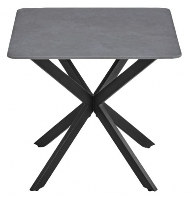 Product photograph of Azzurra Sintered Stone Grey Square End Table With Black Metal Spider Legs from Choice Furniture Superstore