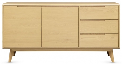 Product photograph of Carrington Scandinavian Style Oak Compact Sideboard 81cm With 2 Doors 3 Drawers from Choice Furniture Superstore