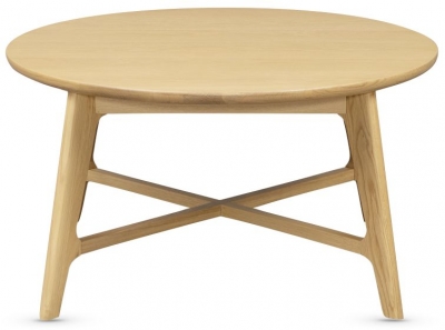 Product photograph of Carrington Scandinavian Style Oak Round Coffee Table from Choice Furniture Superstore