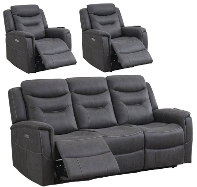 Product photograph of Harrogate Grey Fabric 3 1 1 Recliner Sofa Suite from Choice Furniture Superstore