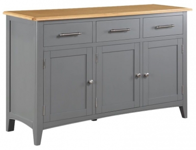Product photograph of Rossmore Grey Painted 3 Drawer Sideboard 140cm With 3 Doors 3 Drawers from Choice Furniture Superstore
