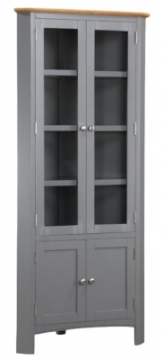 Rossmore Grey Painted Corner Display Unit with 2 Doors