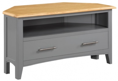 Rossmore Grey Painted Corner TV unit, 105cm W with Storage for Television Upto 45inch Plasma