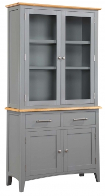 Rossmore Grey Painted Display Cabinet with 2 Doors 2 Drawers