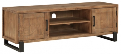 Product photograph of Pembroke Pine Rustic Large Tv Unit 136cm W With Storage For Television Upto 55inch Plasma With Black Metal Legs from Choice Furniture Superstore