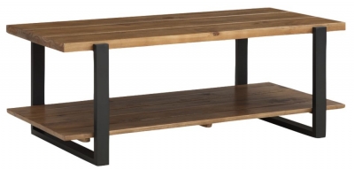 Product photograph of Pembroke Rustic Pine Coffee Table With Black Metal Legs from Choice Furniture Superstore