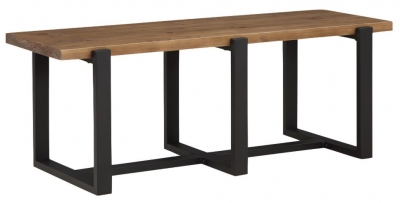 Product photograph of Pembroke Rustic Pine Dining Bench 120cm With Black Metal Legs from Choice Furniture Superstore