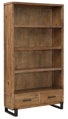 Product photograph of Pembroke Rustic Pine High Bookcase With Black Metal Legs from Choice Furniture Superstore
