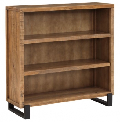 Product photograph of Pembroke Rustic Pine Low Bookcase With Black Metal Legs from Choice Furniture Superstore
