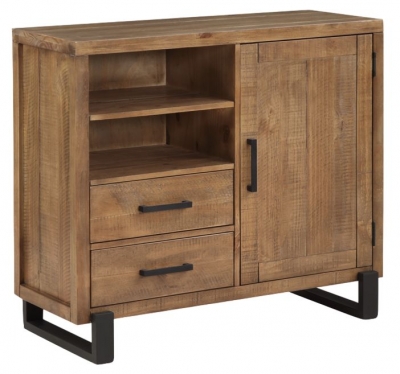 Product photograph of Pembroke Rustic Pine Media Unit With Black Metal Legs from Choice Furniture Superstore