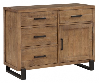 Product photograph of Pembroke Rustic Pine Sideboard 100cm 1 Door 4 Drawers With Black Metal Legs from Choice Furniture Superstore