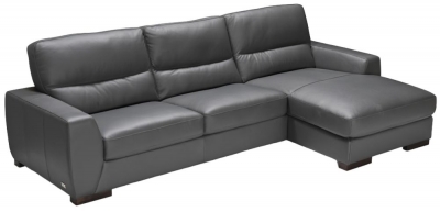 Product photograph of Nuova Grey Moon 3 Seater Sofa With Right Hand Facing Corner Chaise Leather from Choice Furniture Superstore