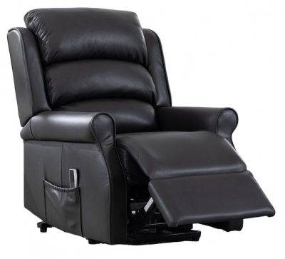 Product photograph of Windsor Lift And Tilt Black Leather Recliner Armchair from Choice Furniture Superstore