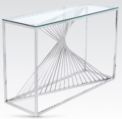 Calabria Glass And Stainless Steel Console Table