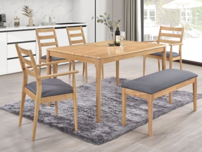 Product photograph of Orlando Oak 150cm Dining Set With Bench from Choice Furniture Superstore