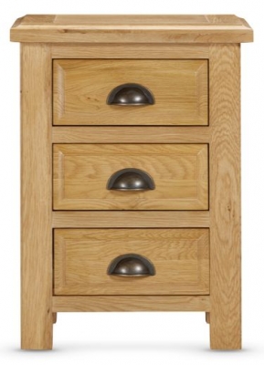 Lugano Oak 3 Drawer Bedside Cabinet