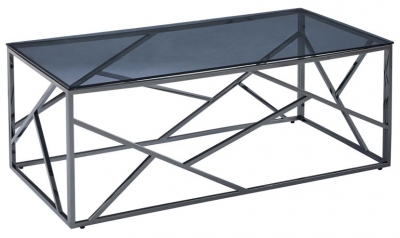 Product photograph of Cortez Smoked Glass And Titanium Coffee Table from Choice Furniture Superstore
