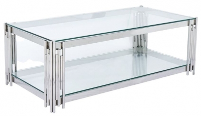 Belini Glass And Stainless Steel Coffee Table