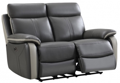 Covington Leather Electric Fusion 2 Seater Sofa Comes In Dark Grey And Light Grey