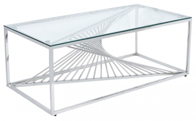 Product photograph of Calabria Glass And Stainless Steel Coffee Table from Choice Furniture Superstore