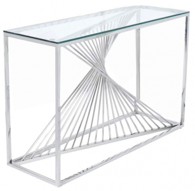 Product photograph of Calabria Glass And Stainless Steel Console Table from Choice Furniture Superstore