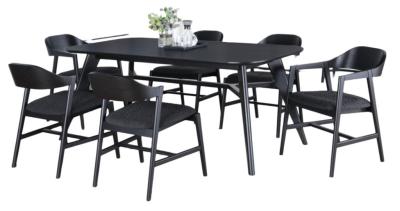 Carrington Black Oak Dining Set 180cm Rectangular Top 6 Chairs