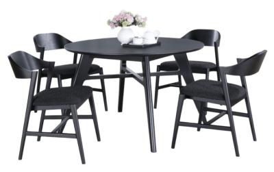 Carrington Black Oak Dining Set 120cm Round Top 4 Chairs