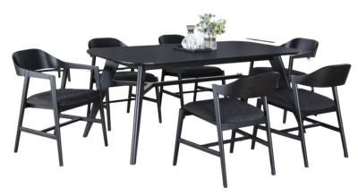 Carrington Black Oak Dining Set 140cm Extending Rectangular Top 6 Chairs