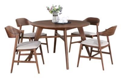 Carrington Walnut Dining Set 120cm Round Top 4 Chairs