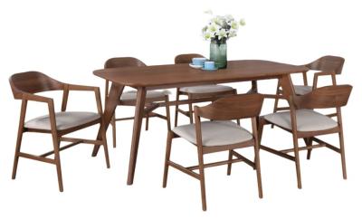 Carrington Walnut Dining Set 140cm Extending Rectangular Top 6 Chairs