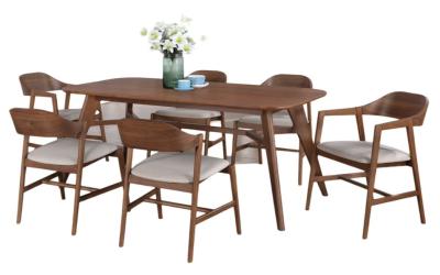 Carrington Walnut Dining Set 180cm Rectangular Top 6 Chairs