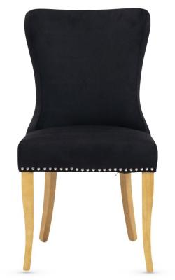 Set Of 2 Ashley Black Fabric Dining Chair With Oak Legs