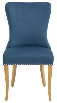 Product photograph of Set Of 2 Ashley Blue Fabric Dining Chair With Oak Legs from Choice Furniture Superstore