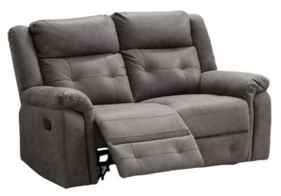 Berkeley Dark Grey Leather Look Fabric 2 Seater Recliner Sofa