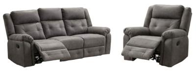 Berkeley Dark Grey Leather Look Fabric 311 Seater Recliner Sofa Suite