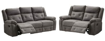 Berkeley Dark Grey Leather Look Fabric 32 Seater Recliner Sofa Suite