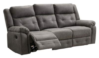 Berkeley Dark Grey Leather Look Fabric 3 Seater Recliner Sofa