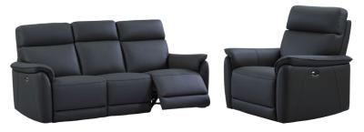 Carlton Blue Leather Electric Recliner 311 Seater Sofa Suite