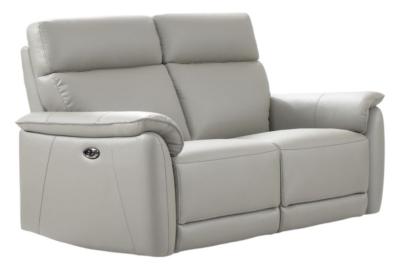 Carlton Light Grey Leather Electric Recliner 2 Seater Sofa