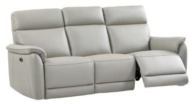 Product photograph of Carlton Light Grey Leather Electric Recliner 3 Seater Sofa from Choice Furniture Superstore