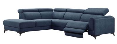 Cordova Blue Fabric Electric Recliner Lhf Corner Sofa Suite