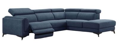 Cordova Blue Fabric Electric Recliner Rhf Corner Sofa Suite