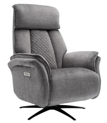 Evoque Grey Fabric Swivel Electic Recliner Armchair