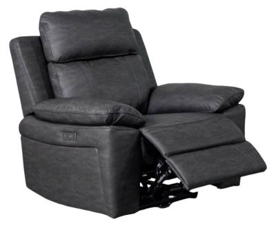 Huntington Dark Grey Leather Look Fabric Electric Recliner Armchair