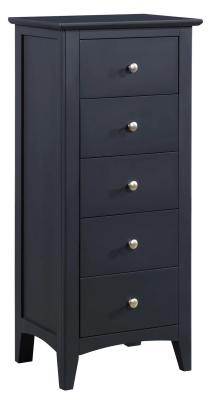 Luciana Black 5 Drawer Narrow Chest