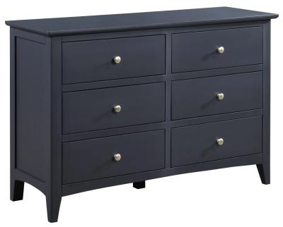 Luciana Black 6 Drawer Wide Chest